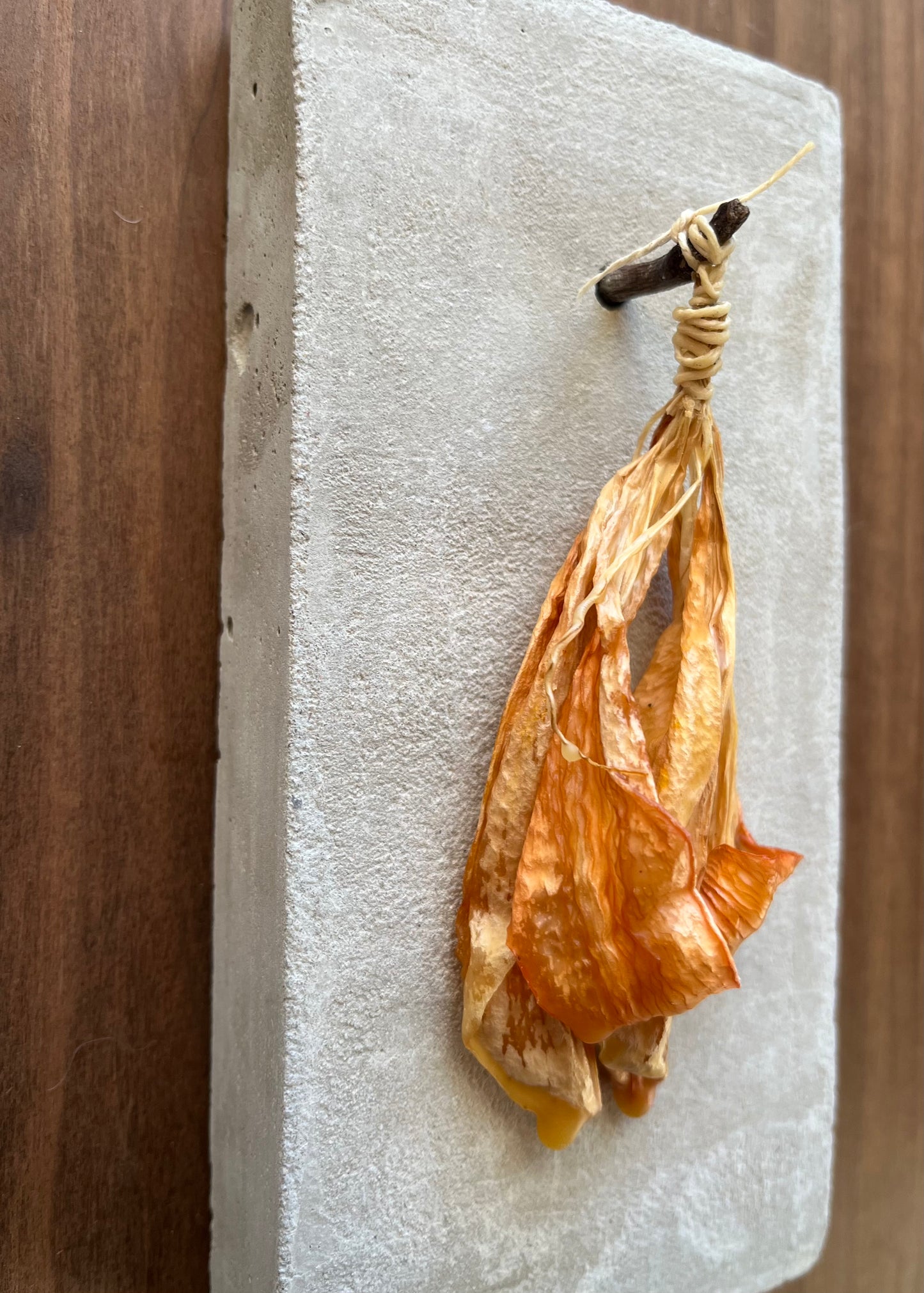 Concrete Wall Sculpture With Waxed Flower