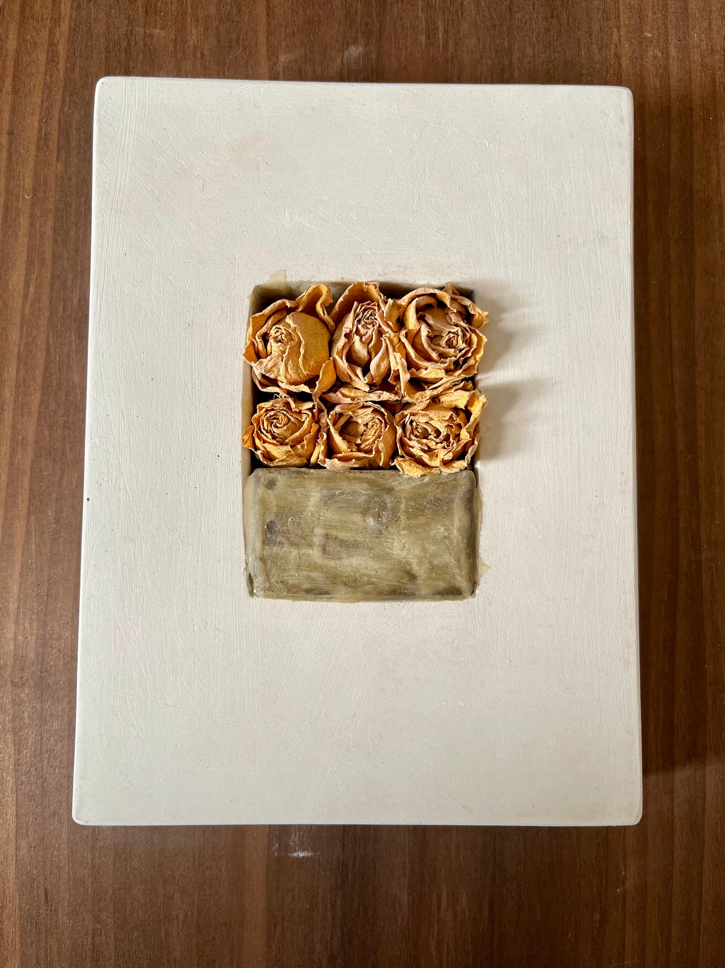 Plaster Wall Sculpture With Roses