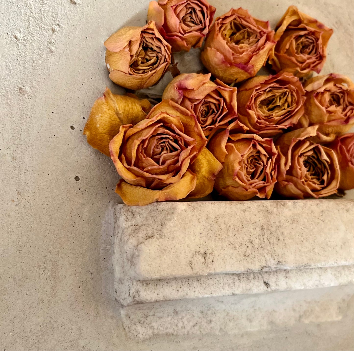 Concrete Wall Sculpture With Marble And Roses